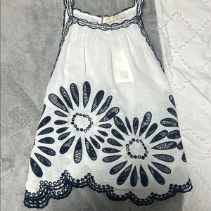 Ulla Johnson White Top with Navy Embroidery